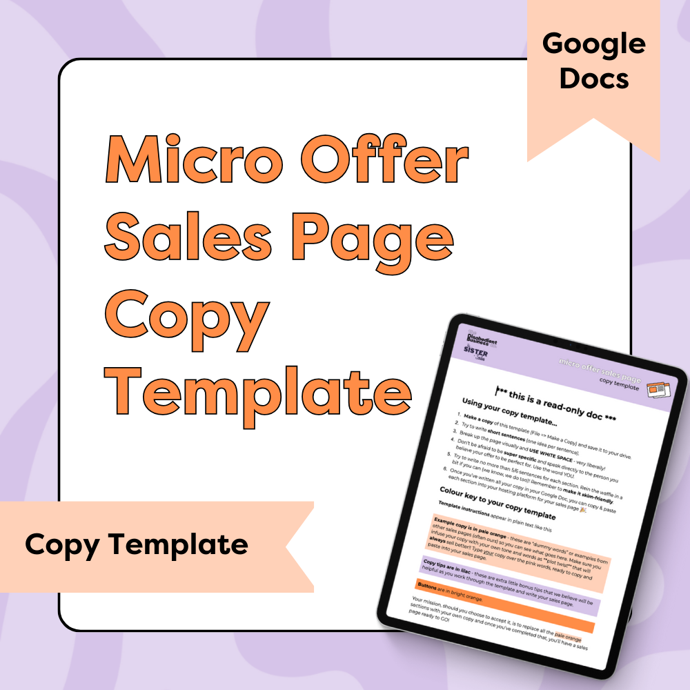 Micro Offer Sales Page Copy Template